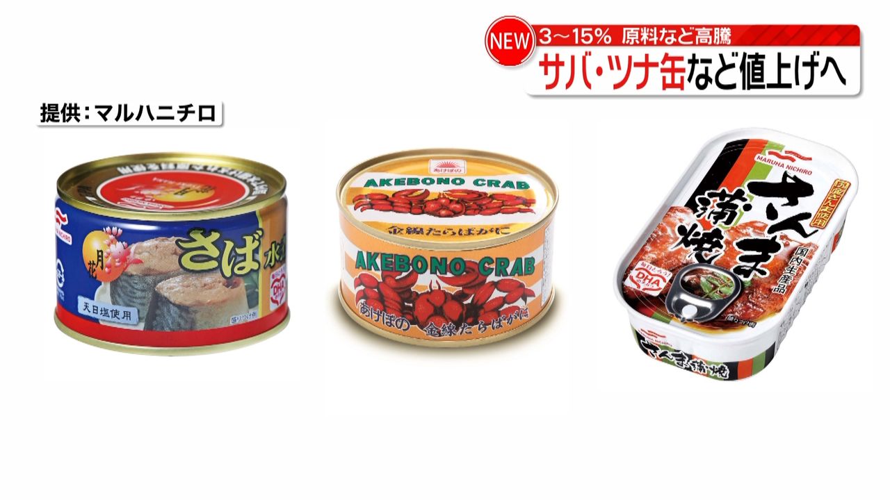 マルハニチロ　家庭用缶詰の値上げ発表