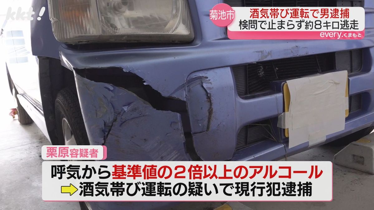 検問から約8キロ逃走 酒気帯び運転でガードレールに衝突した男逮捕