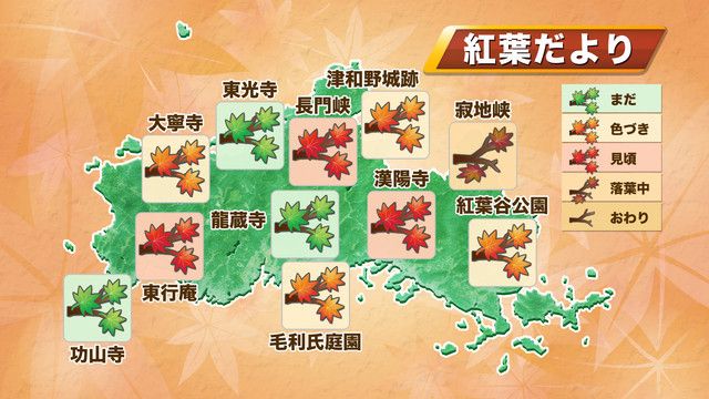 紅葉だより　9日(木)時点