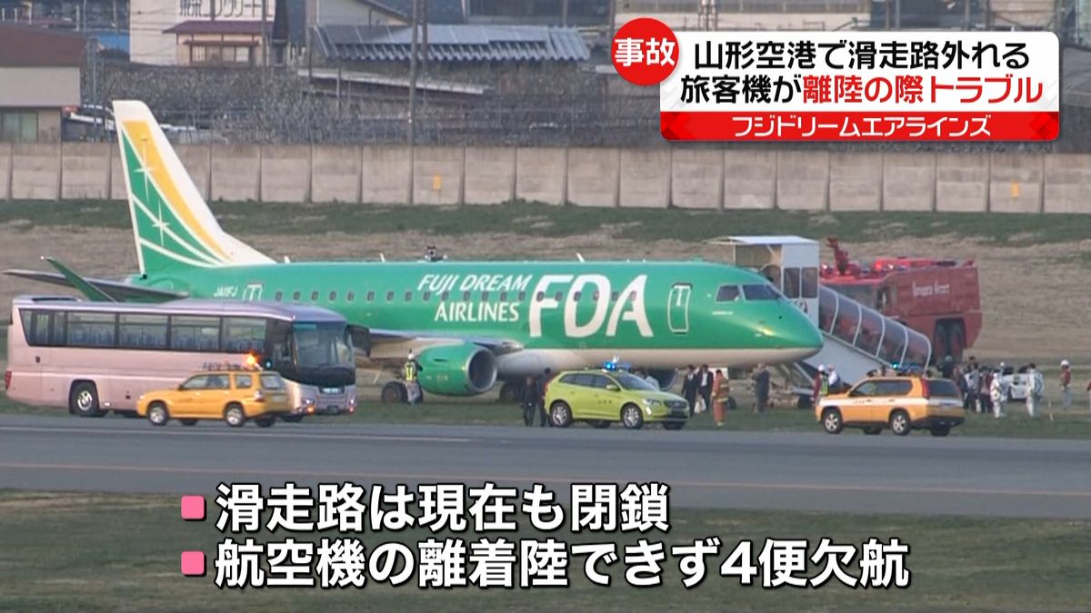 旅客機が滑走路外れる　滑走路閉鎖　山形