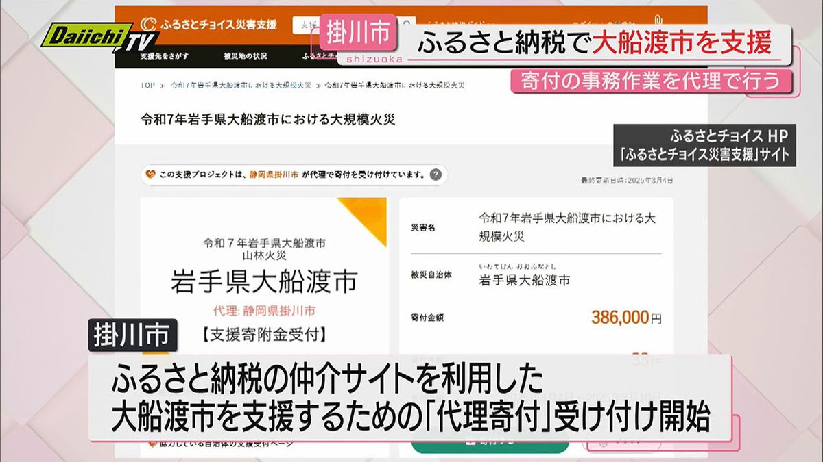 【山林火災被災地支援】岩手･大船渡市へ「ふるさと納税」制度利用した「代理寄付」受け付け開始（静岡･掛川市）