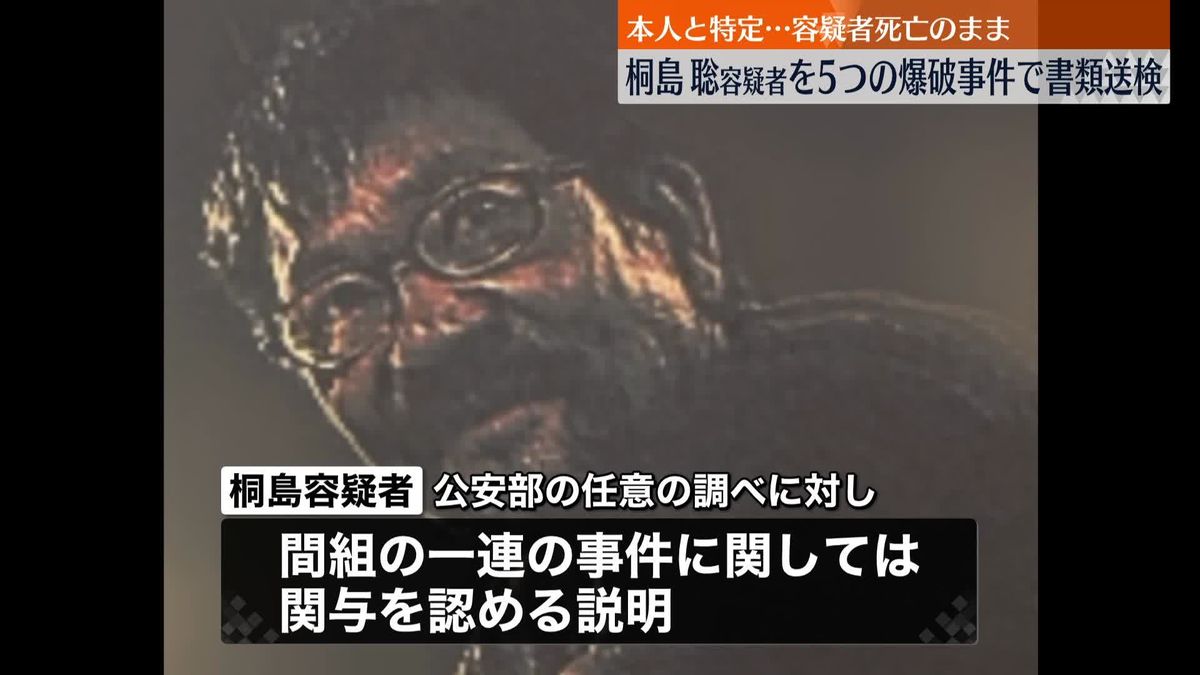 桐島聡容疑者を5つの爆破事件で書類送検　先月死亡の男を本人と特定