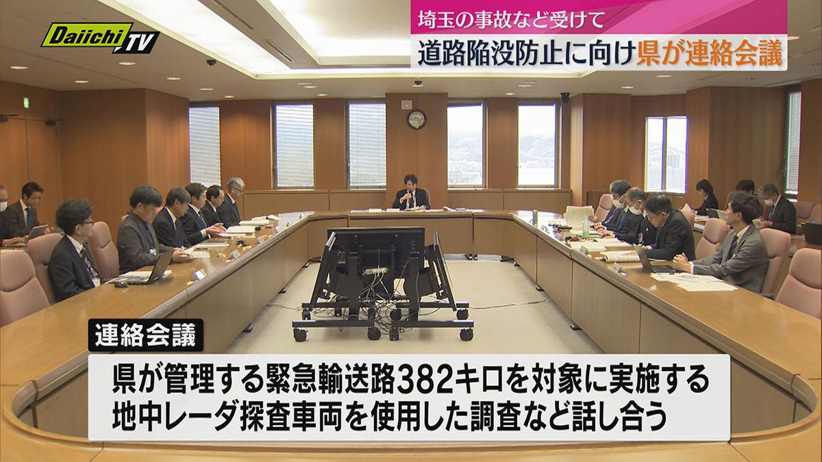 レーダでの道路下の調査も　静岡県が道路陥没防止に向け連絡会議