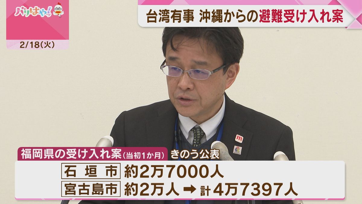 台湾有事　沖縄・先島諸島からの避難者4万7000人受け入れ案　福岡県が公表