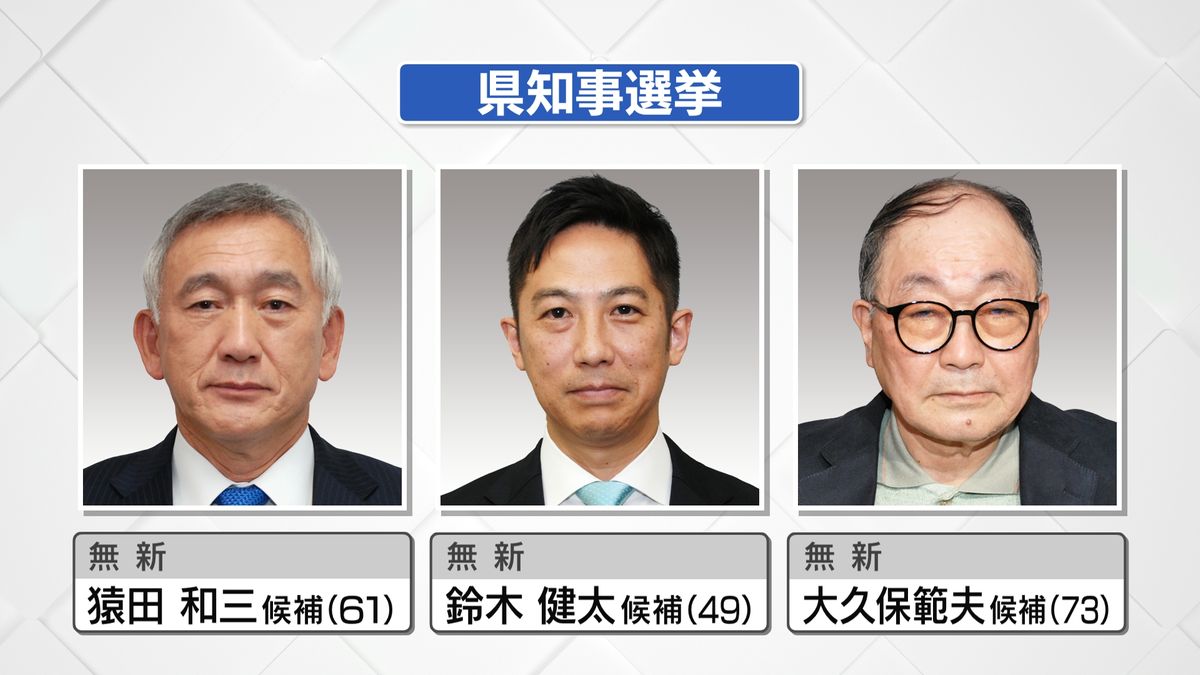 秋田県知事選挙告示　猿田氏 鈴木氏 大久保氏が立候補を届け出