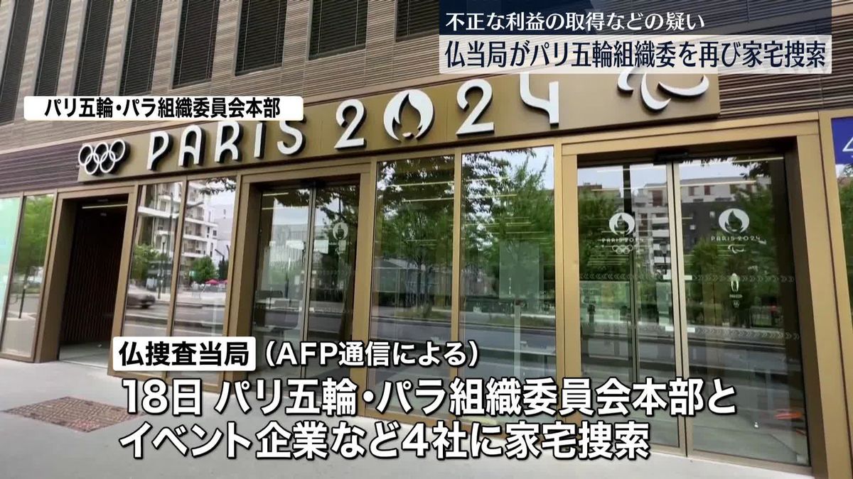 パリ五輪の契約めぐり大会組織委を再び家宅捜索　不正な利益の取得や便宜供与などの疑い　仏捜査当局