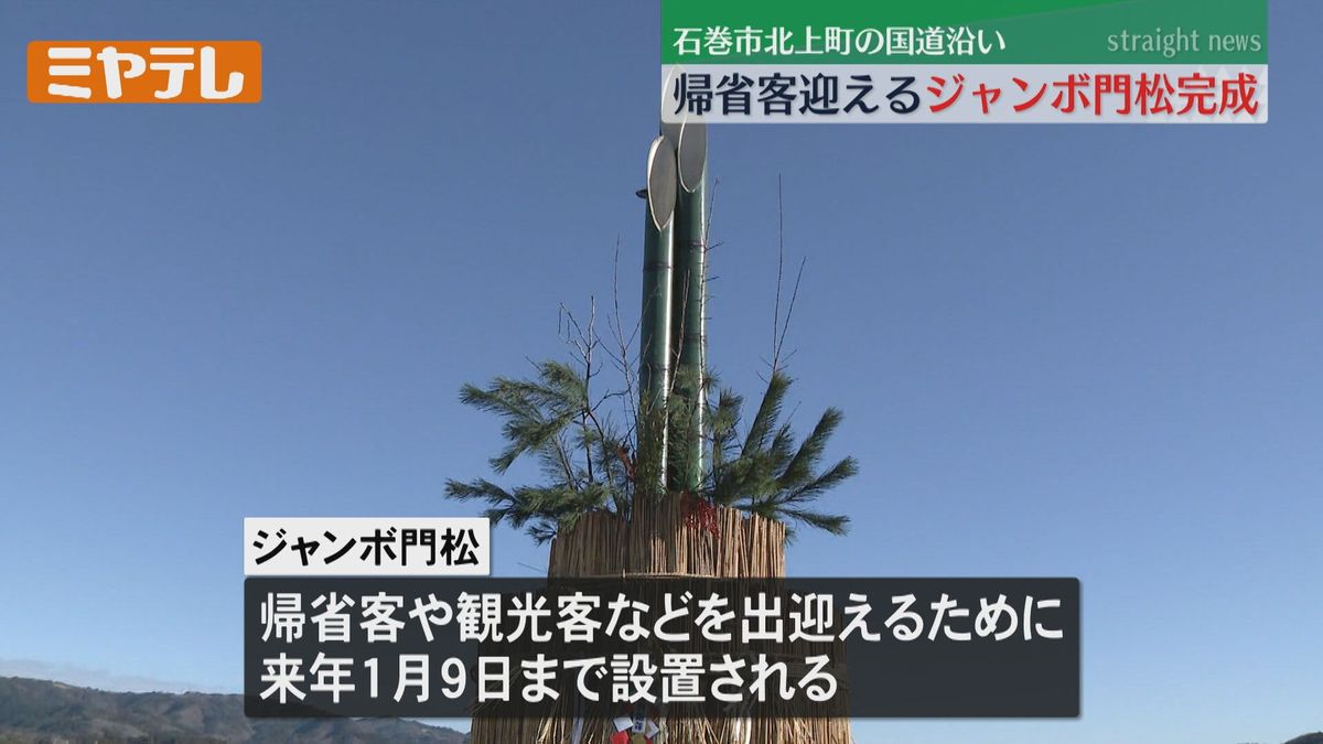 「災害のない穏やかな年に」高さ4mジャンボ門松　国道沿いに設置＜宮城・石巻市＞