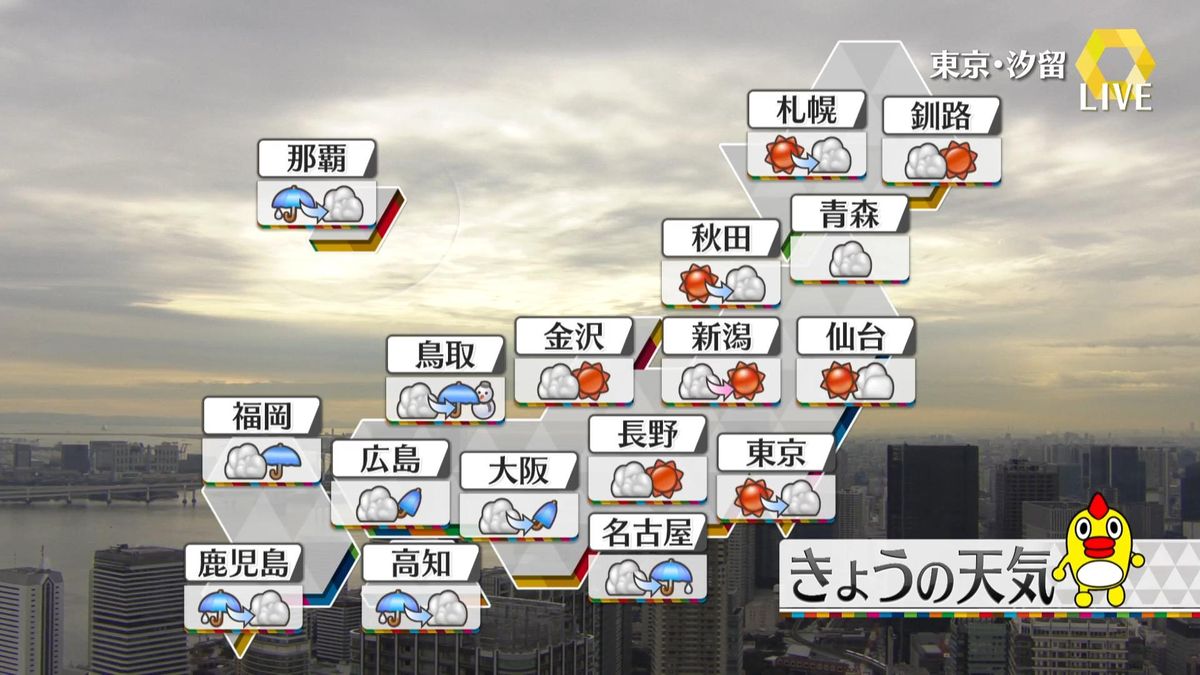 【午後の天気】西日本の広範囲で冷たい雨　夜は関東・東海でも雨や雪の見込み