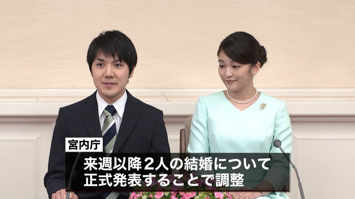 眞子さまと小室さんの結婚、近く正式発表へ