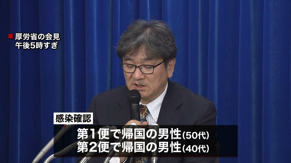 帰国男性２人が感染　自宅待機中に初確認も