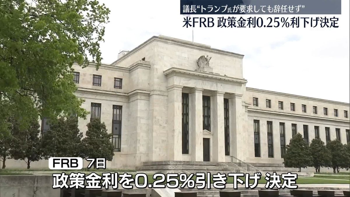 米FRB、政策金利0.25％引き下げ　利下げは2会合連続