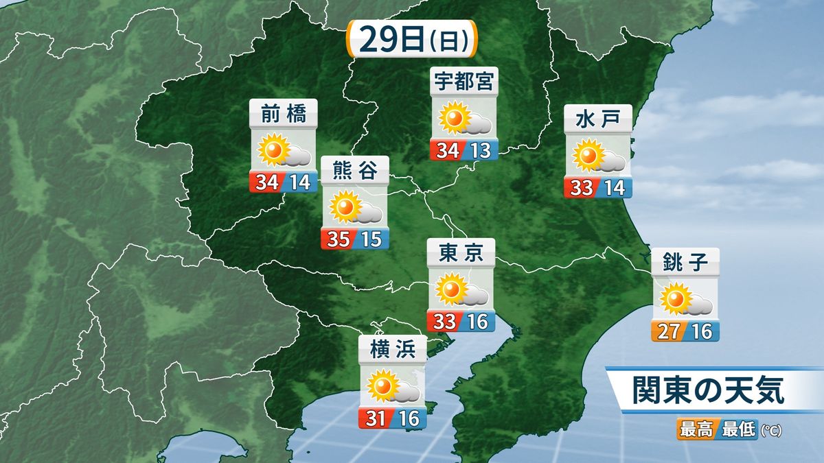 29日の関東の天気