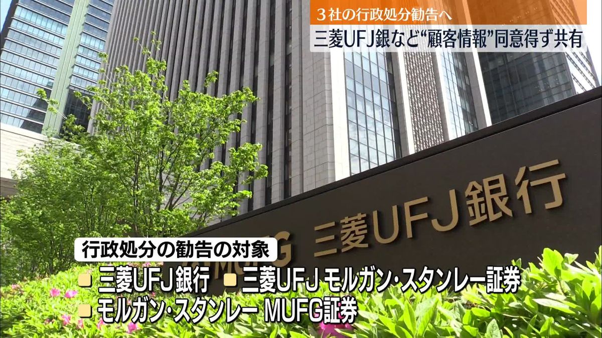 三菱UFJ銀行などに行政処分行うよう　監視委が金融庁へ勧告検討