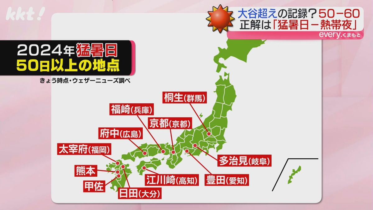 50日以上の猛暑日は11地点