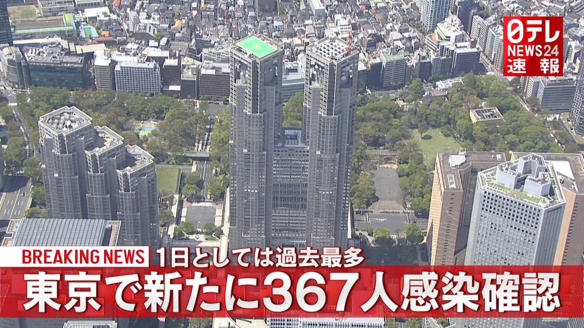 東京で新たに３６７人の感染確認　過去最多