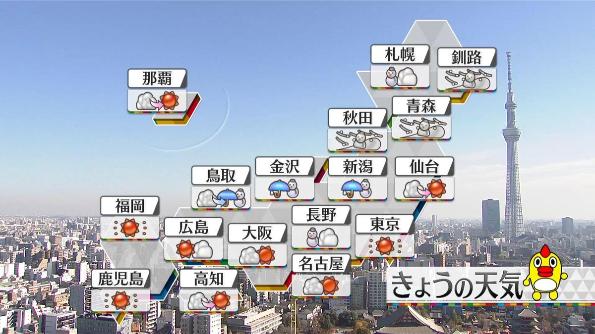 【天気】北日本で風強まりふぶきに　北陸は落雷や突風に注意