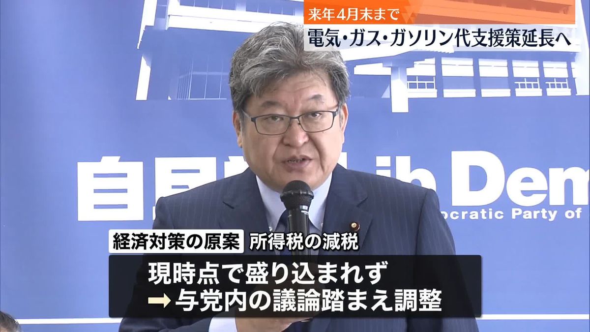 電気・ガス・ガソリン代の支援策、来年4月末まで延長の方針　政府の経済対策