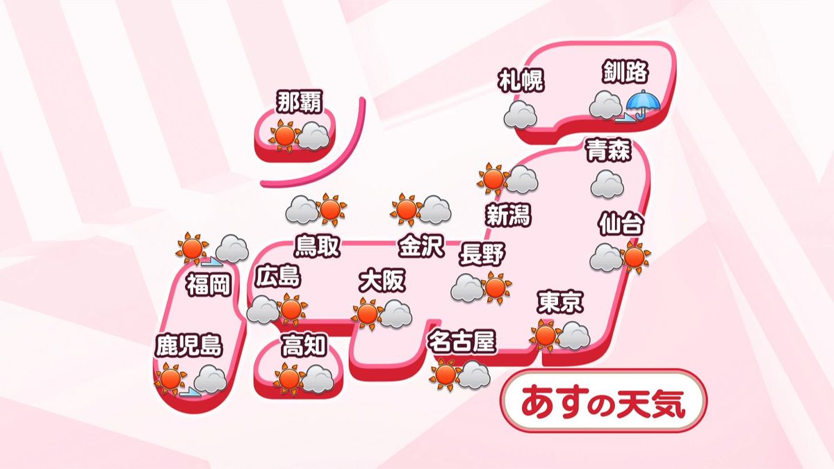 【あすの天気】広い範囲で晴れも…午後は大気の状態不安定　急変に注意