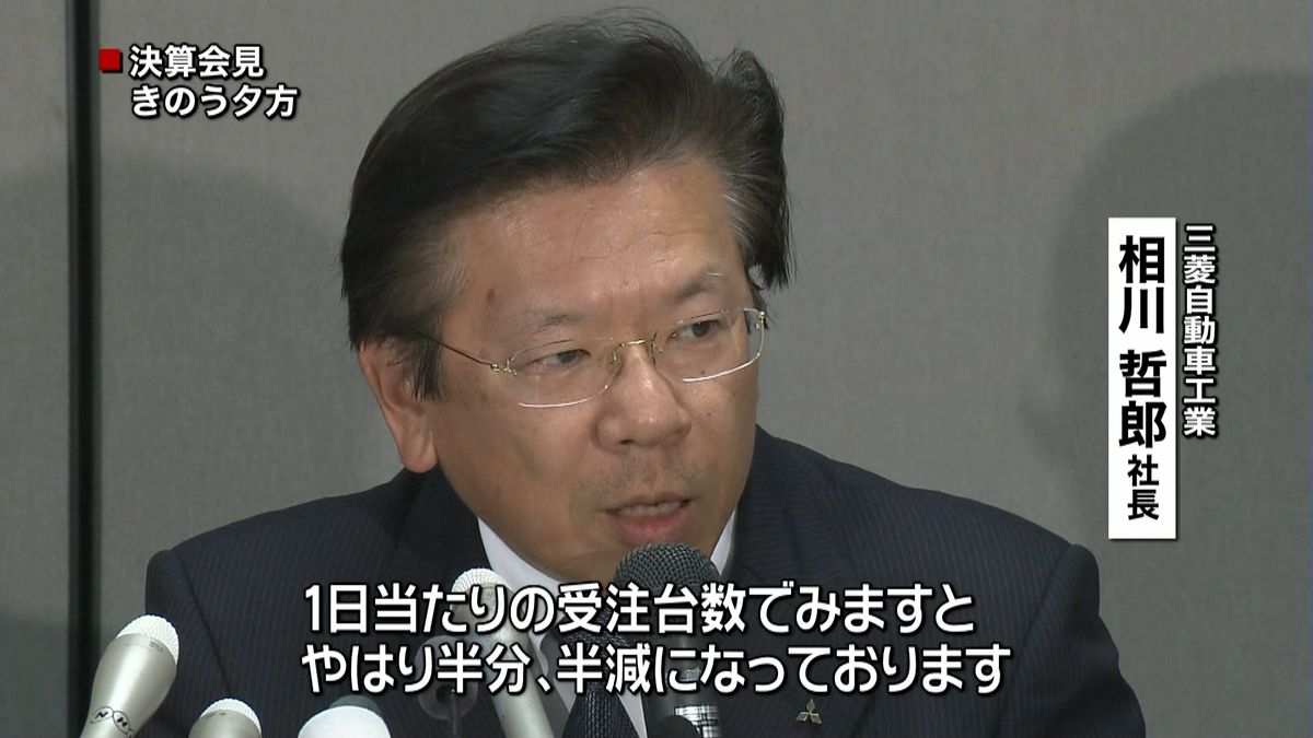 三菱自動車が決算会見「受注台数が半減」