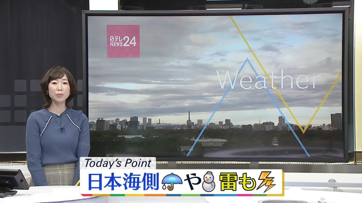 【天気】日本海側は雨や雪…土砂災害に警戒　太平洋側も昼過ぎにかけて所々でにわか雨や雷雨も