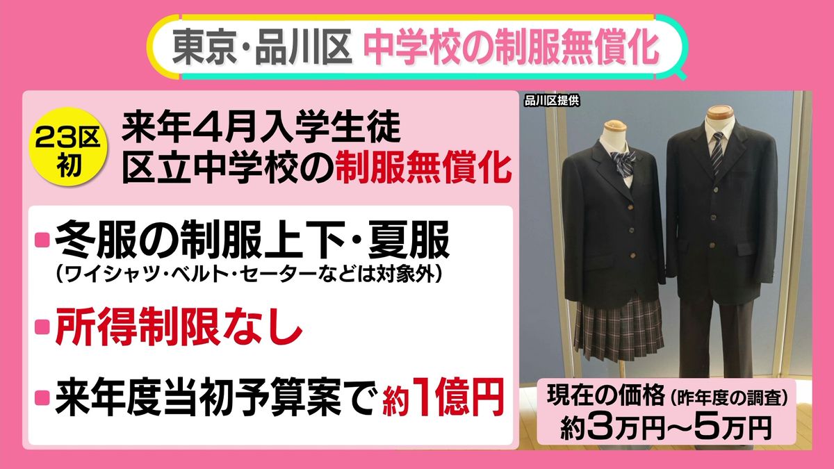 東京23区で初…品川区・中学の制服無償化なぜできる？　他の自治体に広がるきっかけに…【#みんなのギモン】