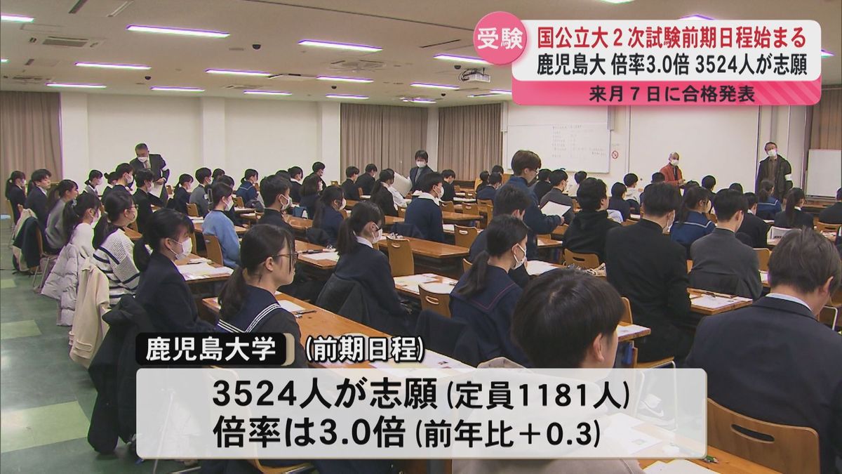 国公立大学で2次試験の前期日程が始まる　鹿児島大学　3524人が志願