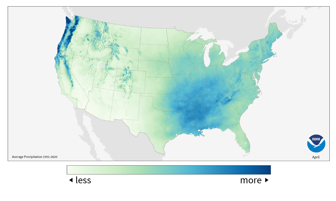 4月の降水量平年値データ（提供：NOAA）