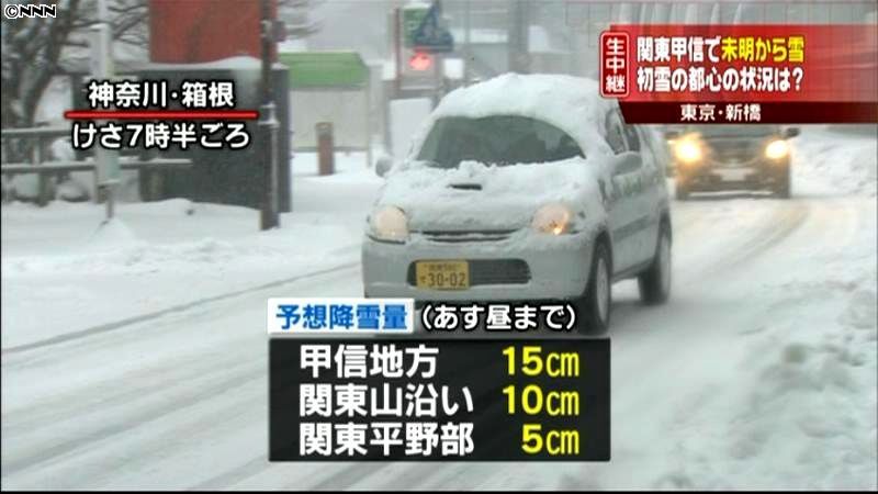 関東甲信地方で雪　東京都心や横浜でも初雪