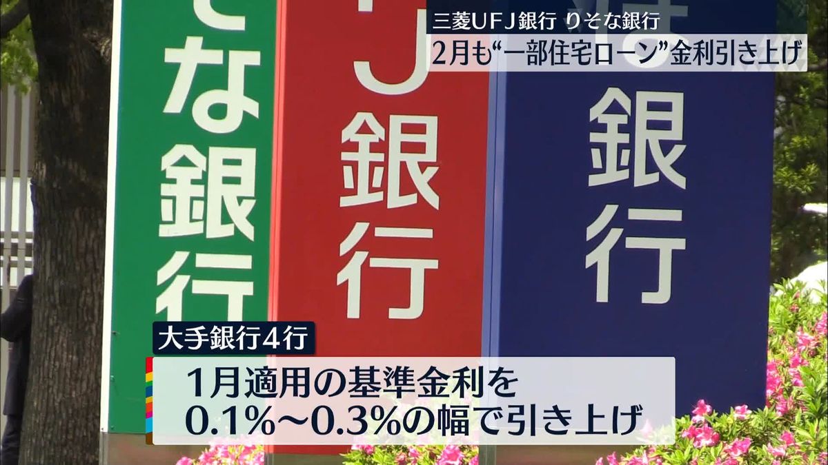 三菱UFJ銀行とりそな銀行　2月も“一部住宅ローン”金利引き上げ