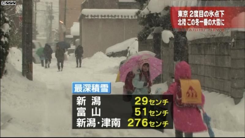 北陸は一番の大雪、新潟で積雪２７６センチ