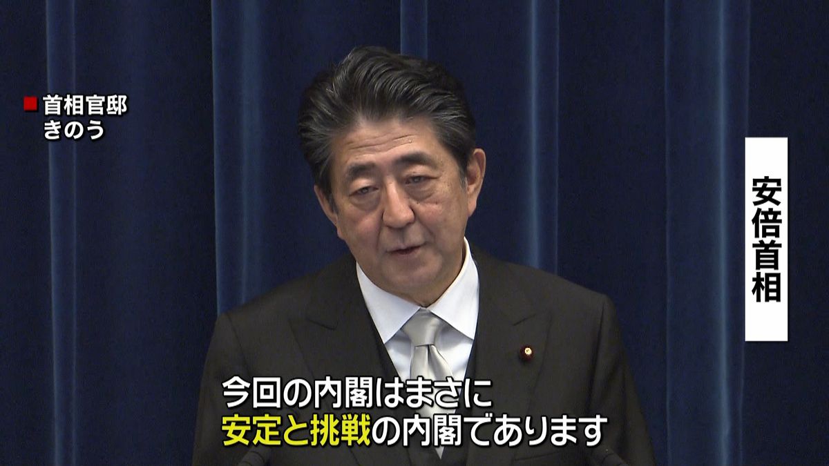 「安定と挑戦の内閣」首相、憲法改正へ決意