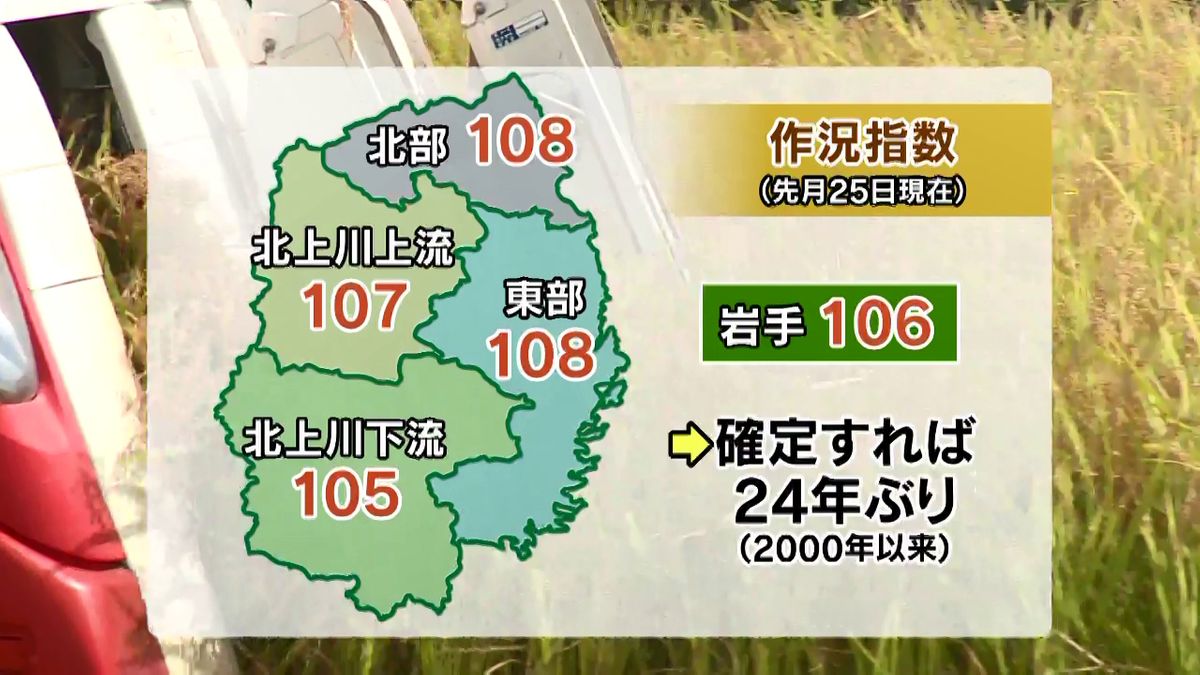 2024年産米　作況指数「良」の見通し（9月25日現在）　岩手県