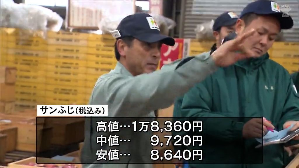 去年同様に高値で取引　りんご止市　「生産者の努力によって肥大 品質 食味ともにひじょうに良く仕上がった」