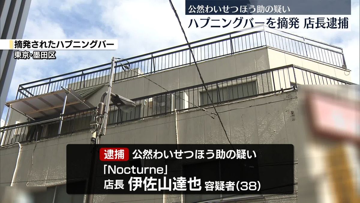 他の客に見える状態で“わいせつ行為”する場を提供したか　ハプニングバー店長の男逮捕　東京・墨田区