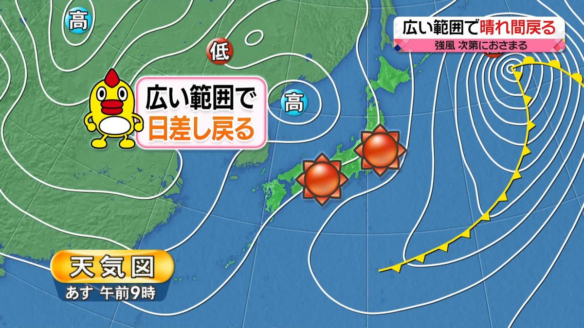 【あすの天気】全国的に天気回復　朝は西日本中心に冷え込み強まる