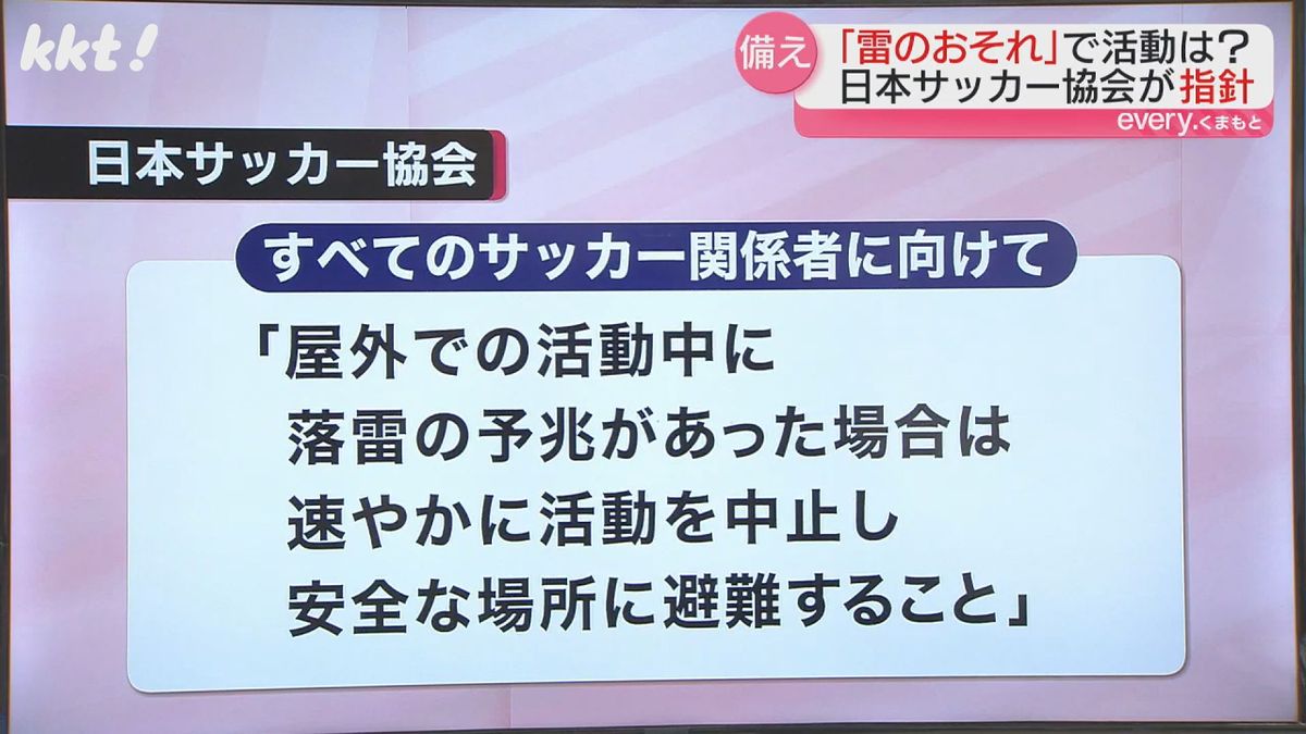 日本サッカー協会の落雷事故を防ぐための指針