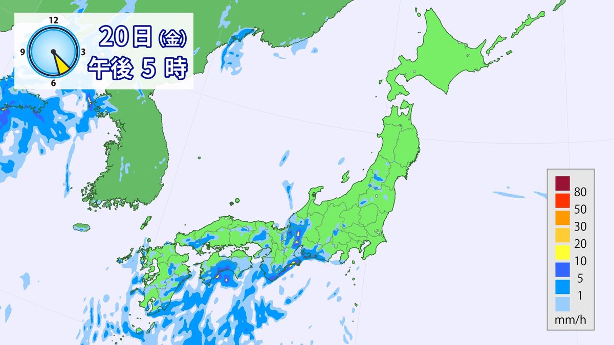 【天気】西日本～東海　局地的に激しい雨も