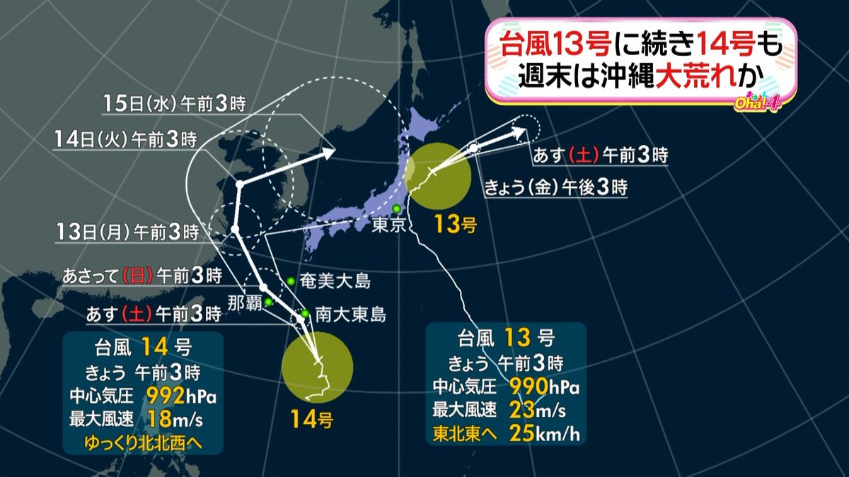 台風１４号　週末に沖縄・奄美に接近へ