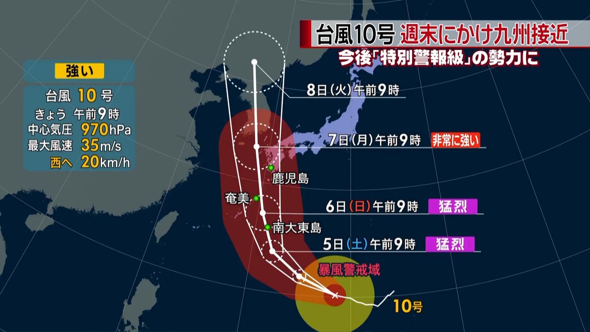 “特別警報級”台風１０号　週末…九州接近
