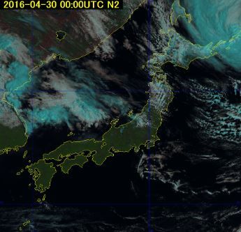 2016年4月30日の波状雲　気象衛星センター