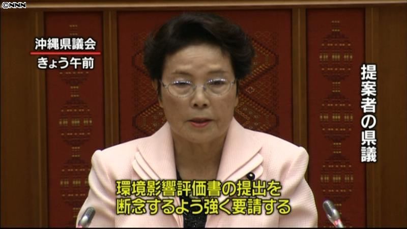 政府は環境評価書の提出断念を～沖縄県議会