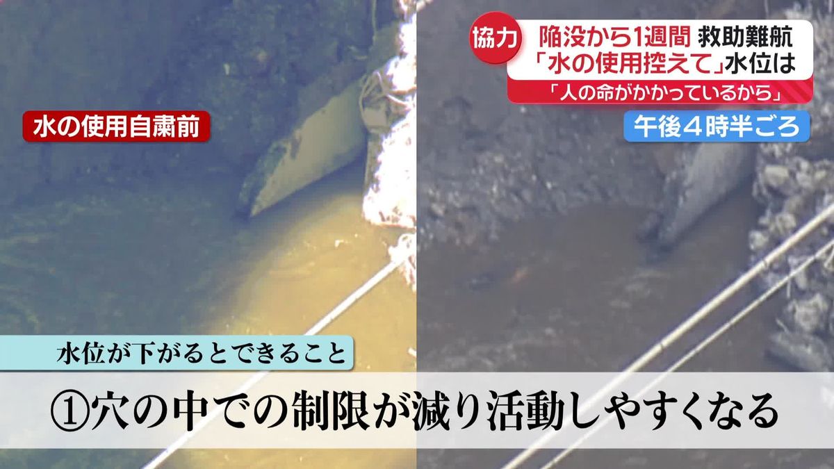 道路陥没から1週間　これまで以上に「水の使用を控えて」救助難航受け強く呼びかけ