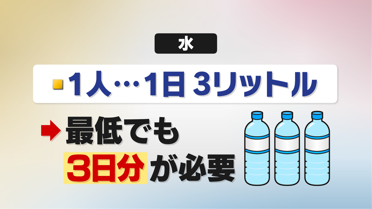 備蓄として最低でも3日分の水が必要