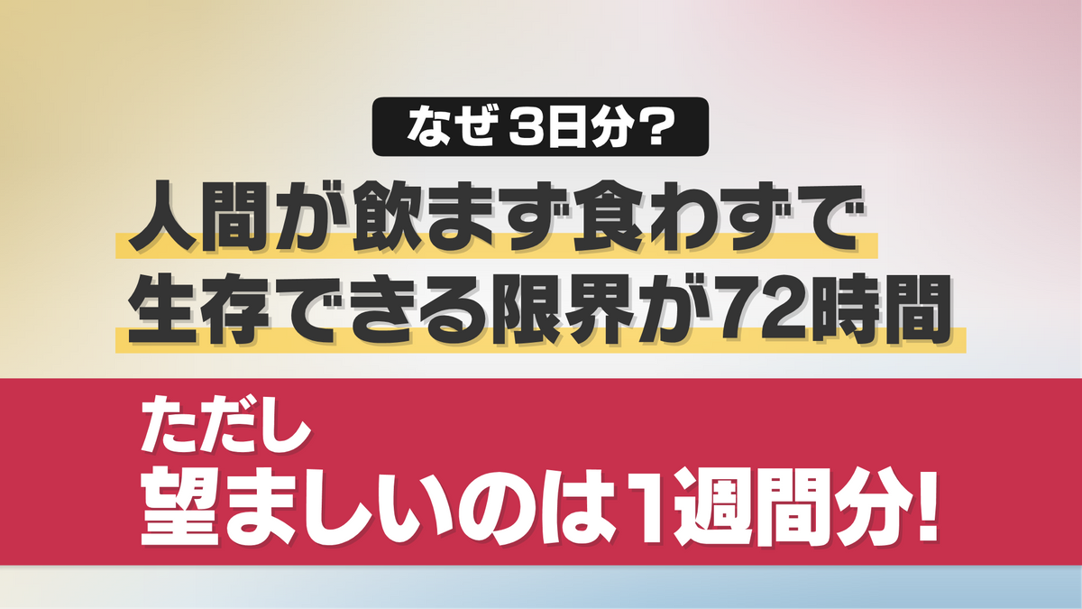 備蓄としても最低ラインがなぜ3日なのか？