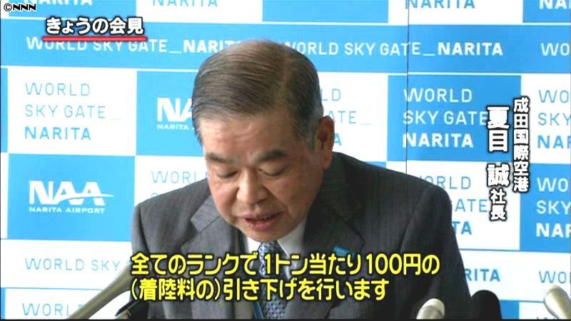 成田空港　国際線着陸料を来年４月に値下げ