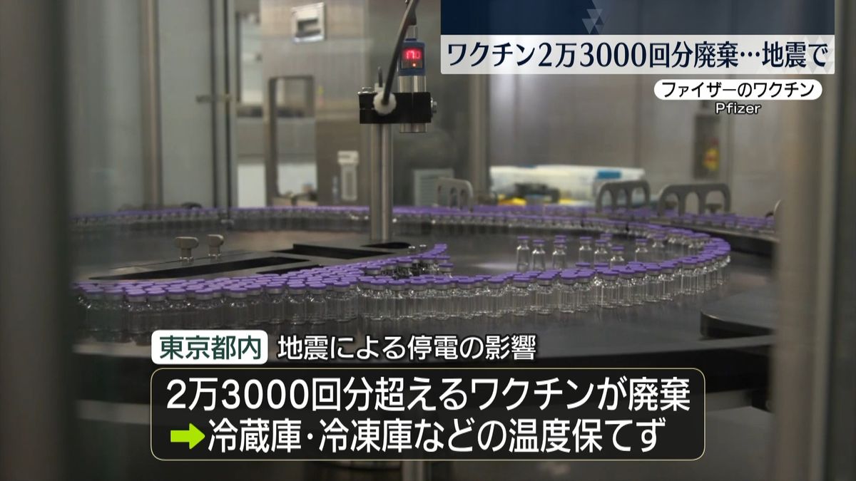 都内で2万3千回分超のワクチン廃棄　地震による停電影響