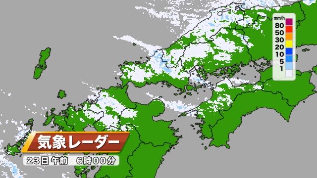 23日（火）午前6時の気象レーダーの様子