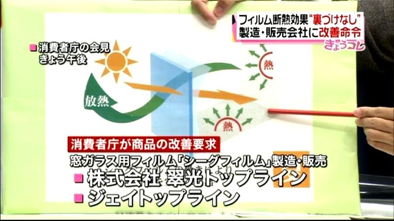 フィルム断熱効果“裏付けなし”改善命令