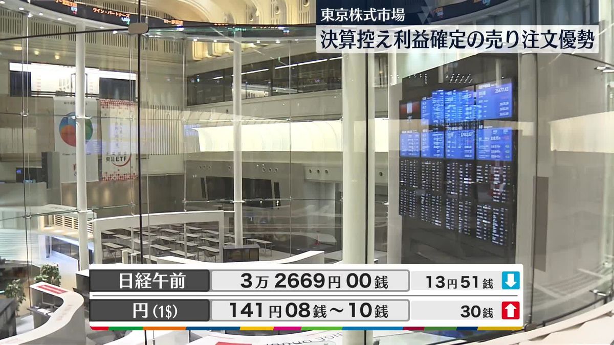 日経平均3万2669円00銭　午前終値