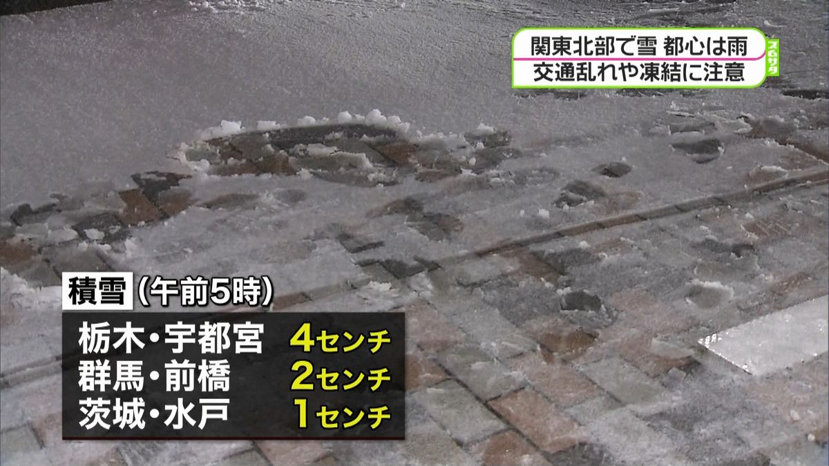 関東北部などで積雪　都心では雨に